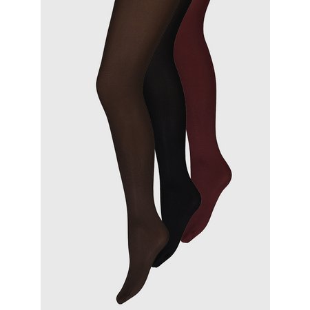 Black, Brown, Mulberry 60 Denier Opaque Tights 3 Pack - L